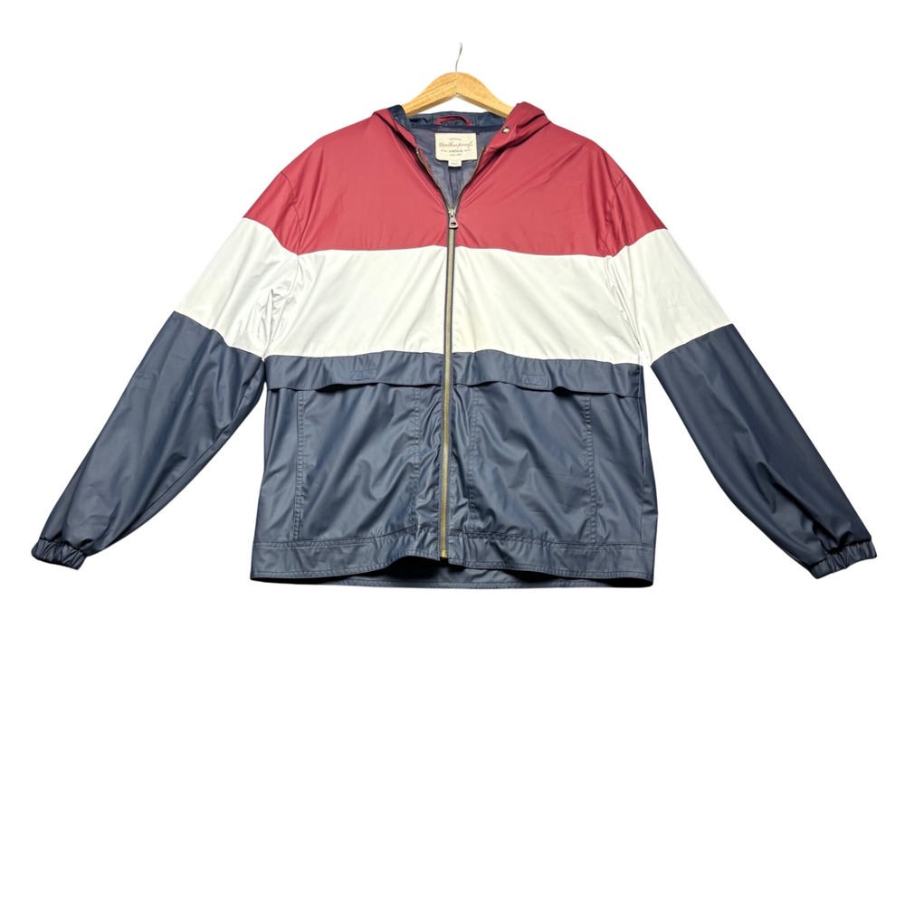 Weatherproof Vintage Windbreaker Jacket Mens Large Red White Blue Colorblock Zip